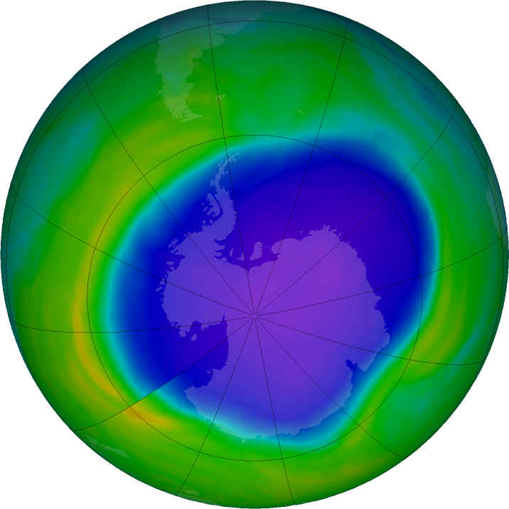 Antarctic ozone map for 26 October 2022